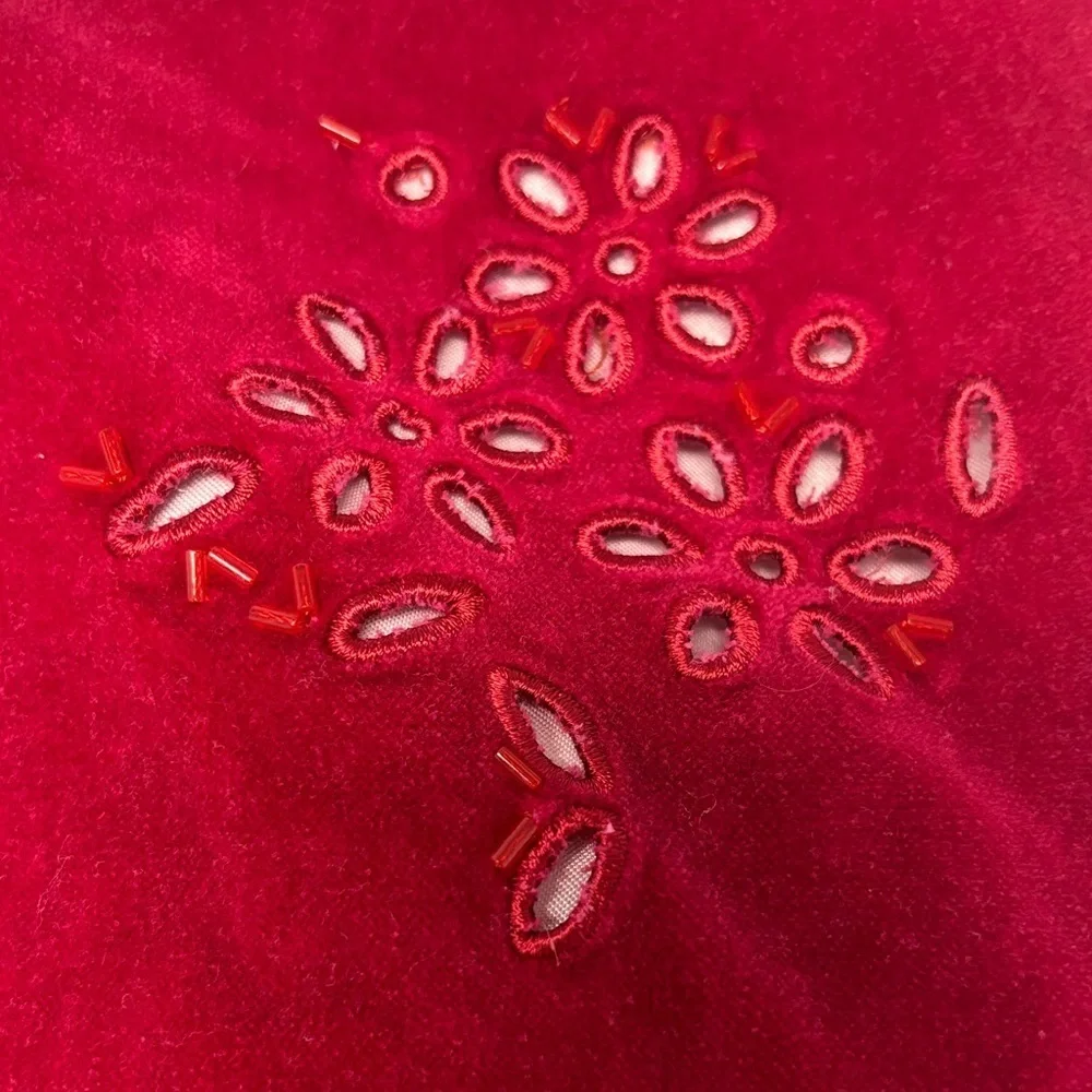 GAP Kids 4T Red Velvet Dress with Floral Embroidery, Excellent Condition. I